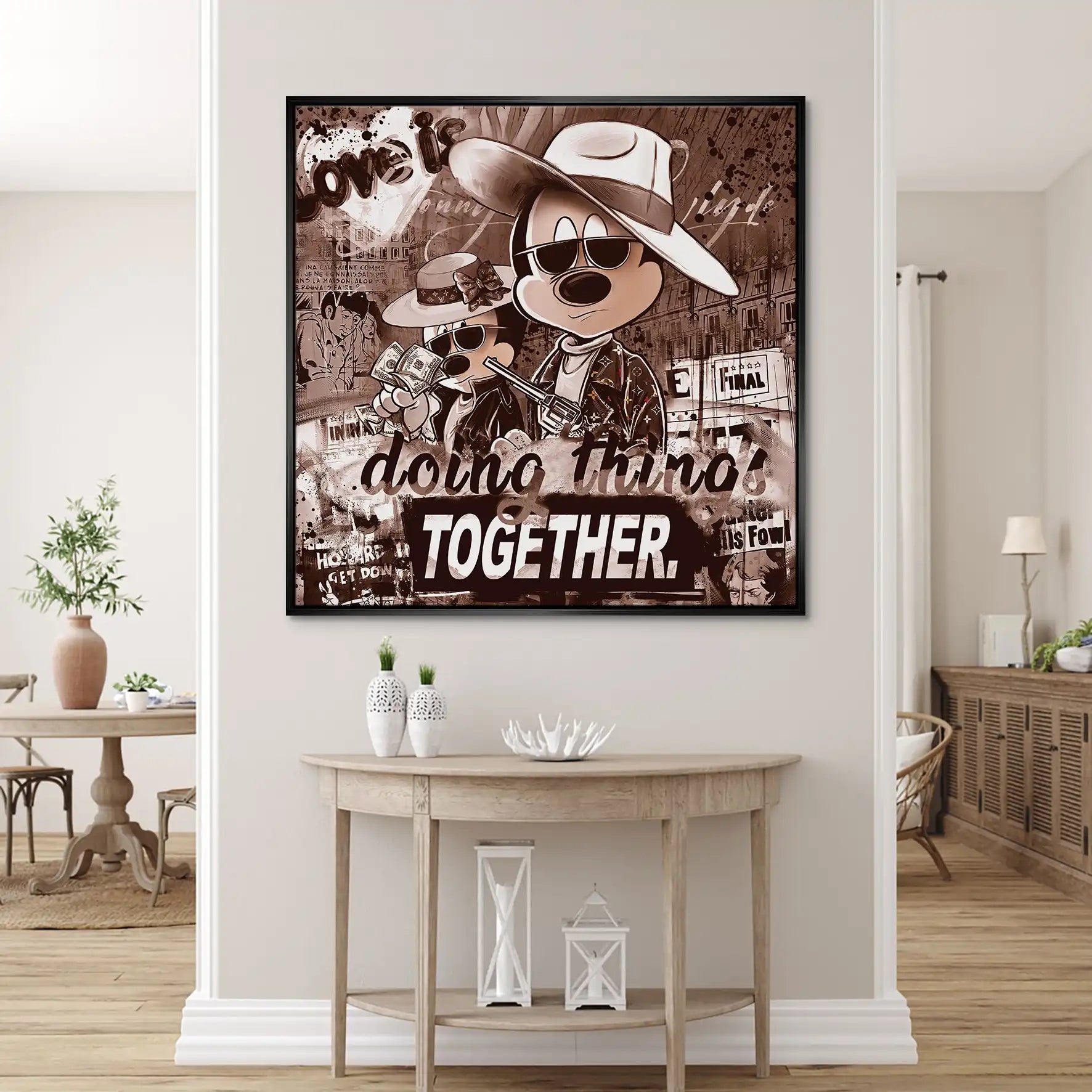 Micky & Minnie Gangster Retro Style Leinwand Bild INGALERIE