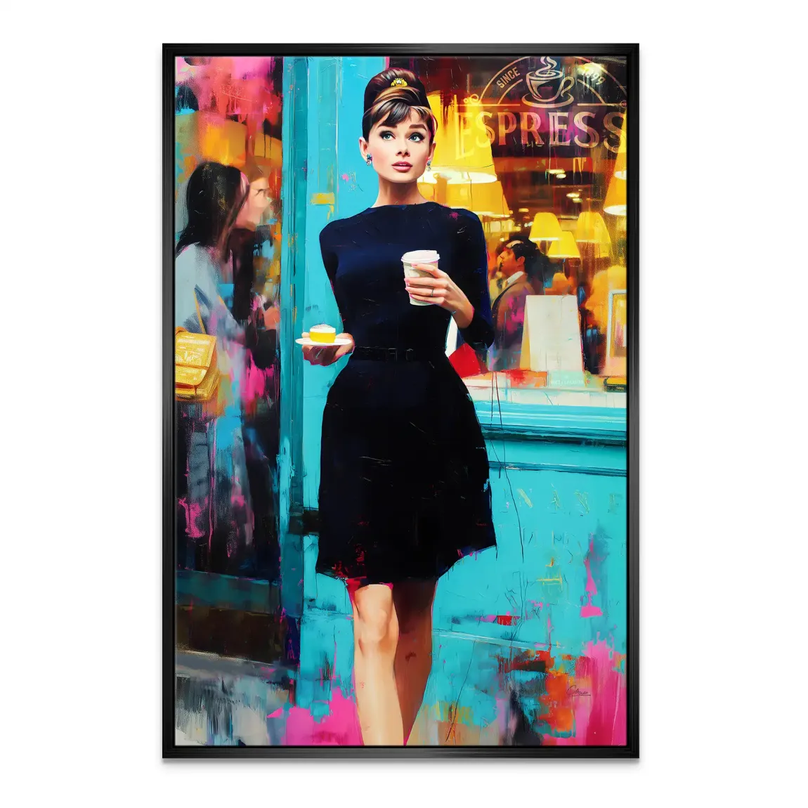 Audrey Hepburn Frühstück mit Stil Leinwand Bild INGALERIE