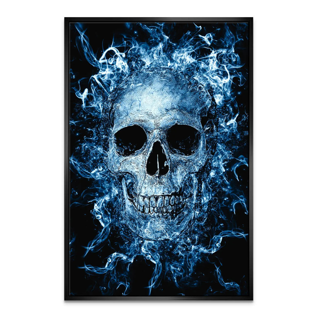 Totenkopf Abstrakt Blau Leinwand Bild INGALERIE