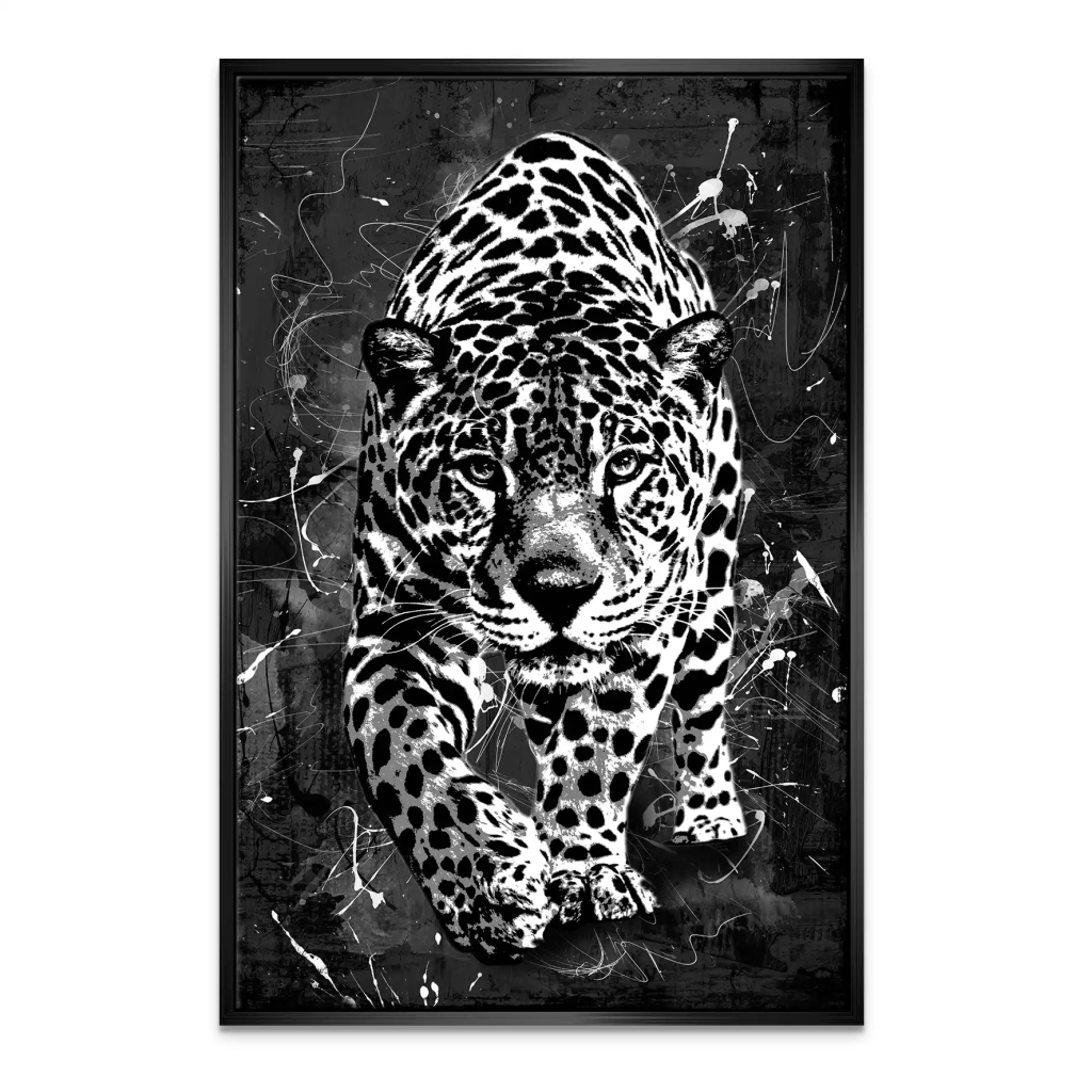 Leopard Abstrakt Black Style Leinwand Bild INGALERIE
