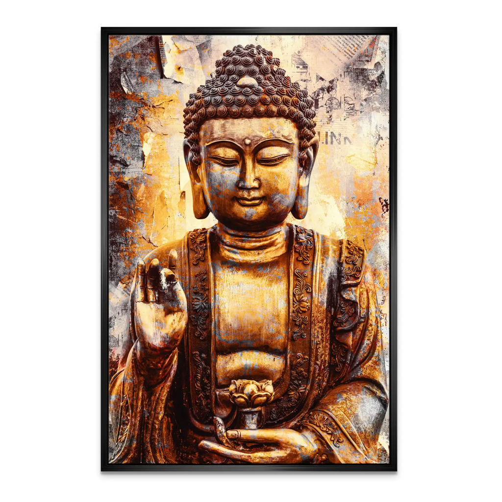 Buddha Retro Style Leinwand Bild INGALERIE