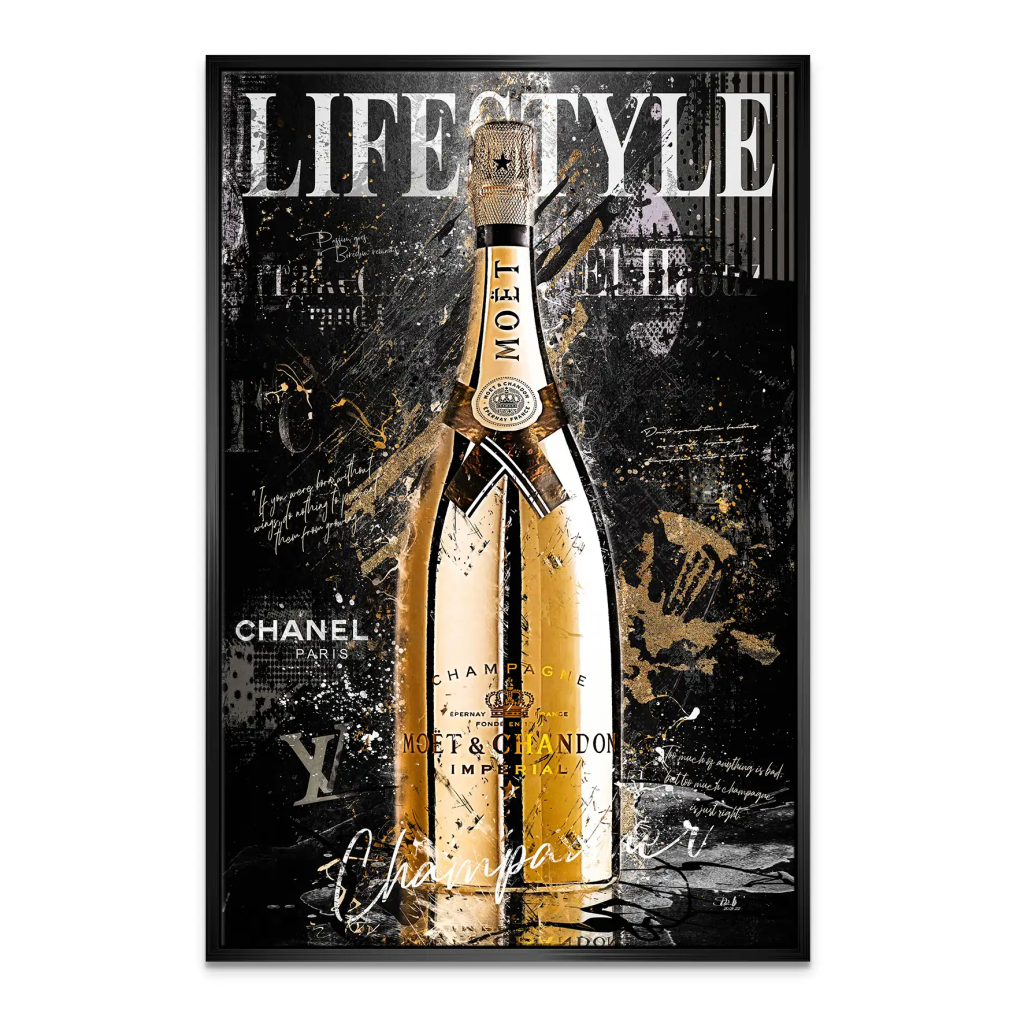 Champagner Black Style Leinwand Bild INGALERIE