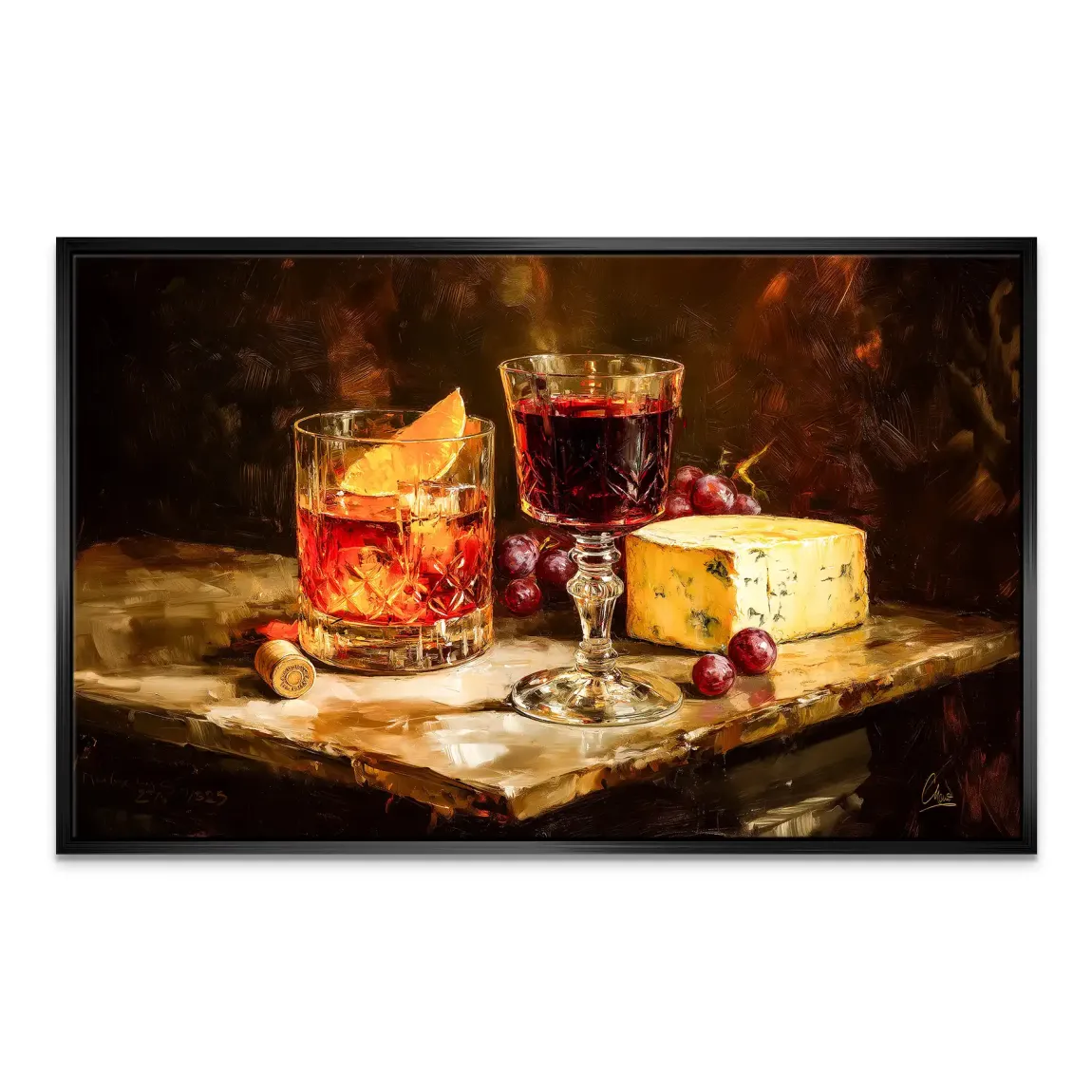 Wein & Käse Leinwand Bild