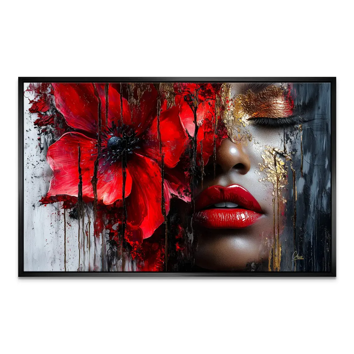 Goldene Blüte der Nacht Leinwand Bild INGALERIE