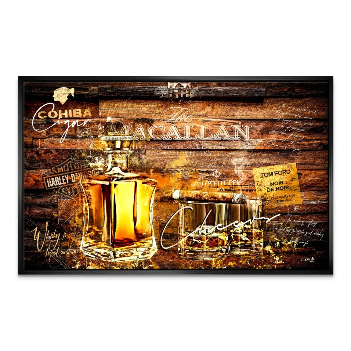 Whisky Holz und Eleganz Leinwand Bild INGALERIE