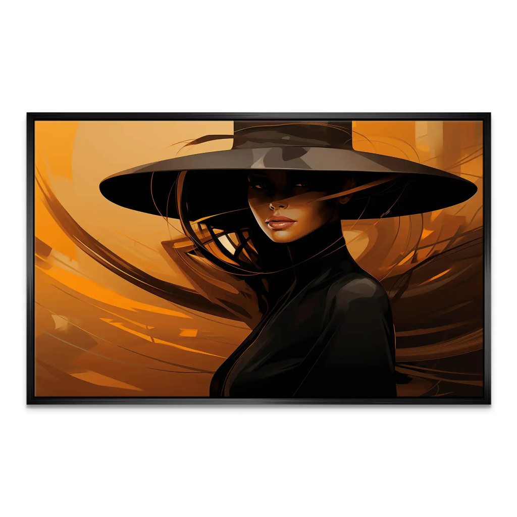 Frau modern mit Hut Leinwand Bild INGALERIE