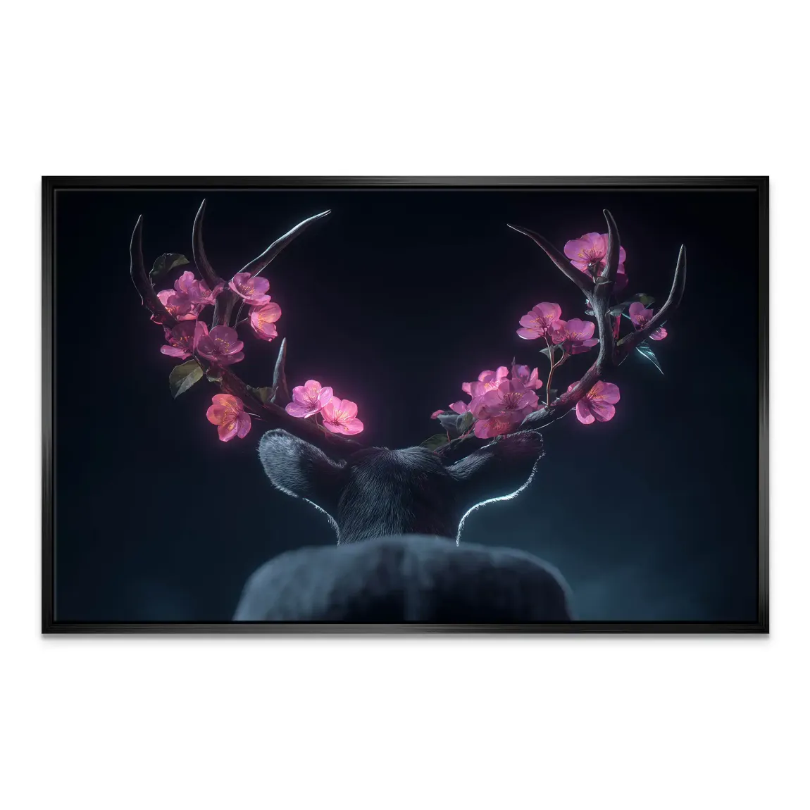 Blütenhirsch Leinwand Bild