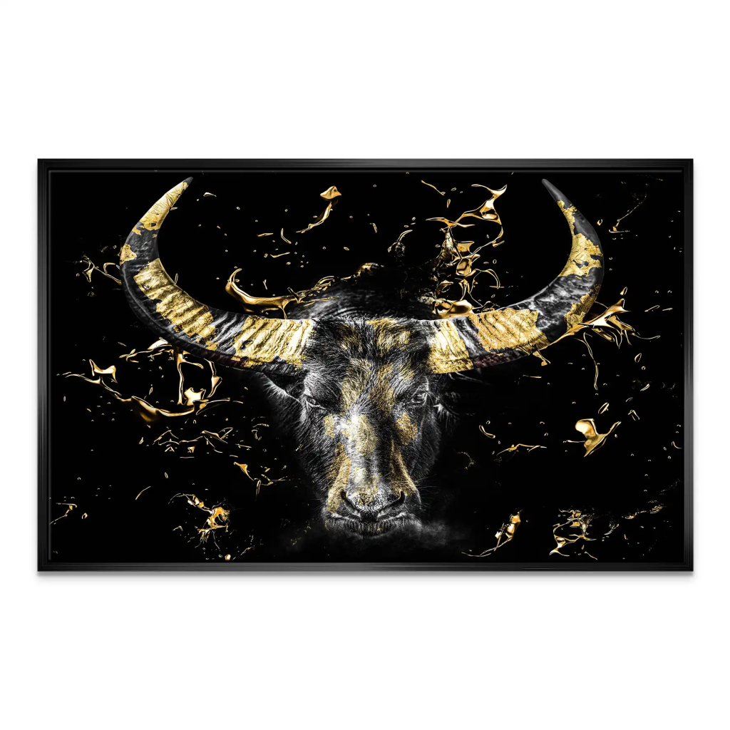 Stier Gold Style Leinwand Bild INGALERIE
