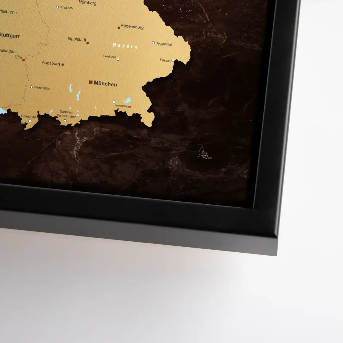 Deutschland Karte Gold Leinwand Bild