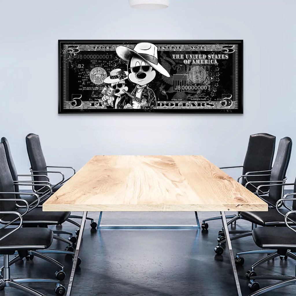 Micky und Minnie Dollar Black Pop Art Leinwand Bild INGALERIE