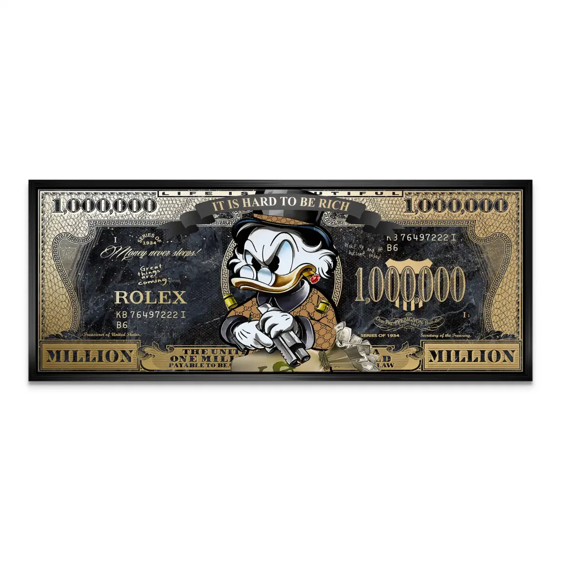 Dogobert Duck Cashed Out Pop Art Dollar Leinwand Bild INGALERIE
