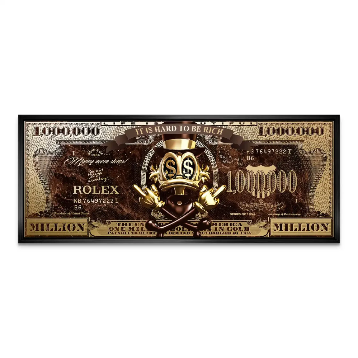 Dagobert Totenkopf Retro Dollar Leinwand Bild INGALERIE