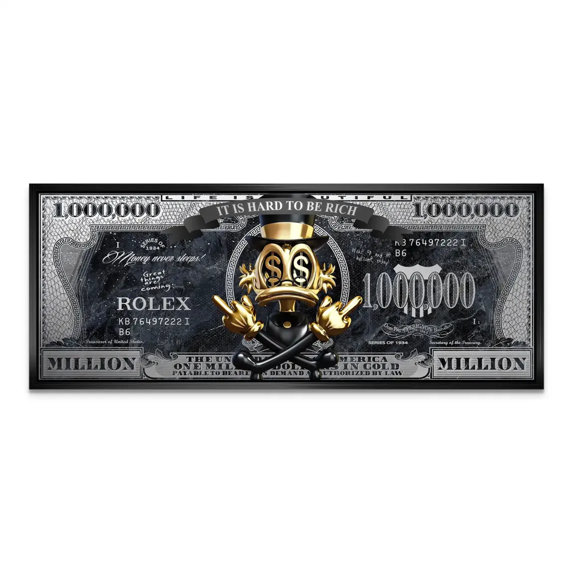 Dagobert Duck Totenkopf Black Dollar Leinwand Bild INGALERIE