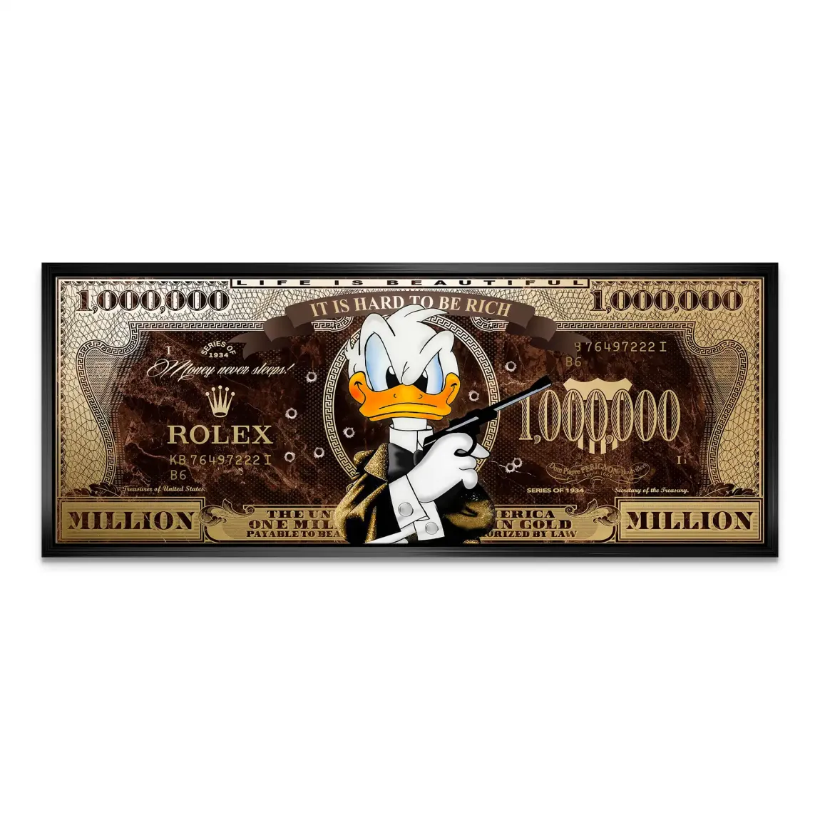 Donald Duck Rich State of Mind Pop Art Leinwand Bild INGALERIE