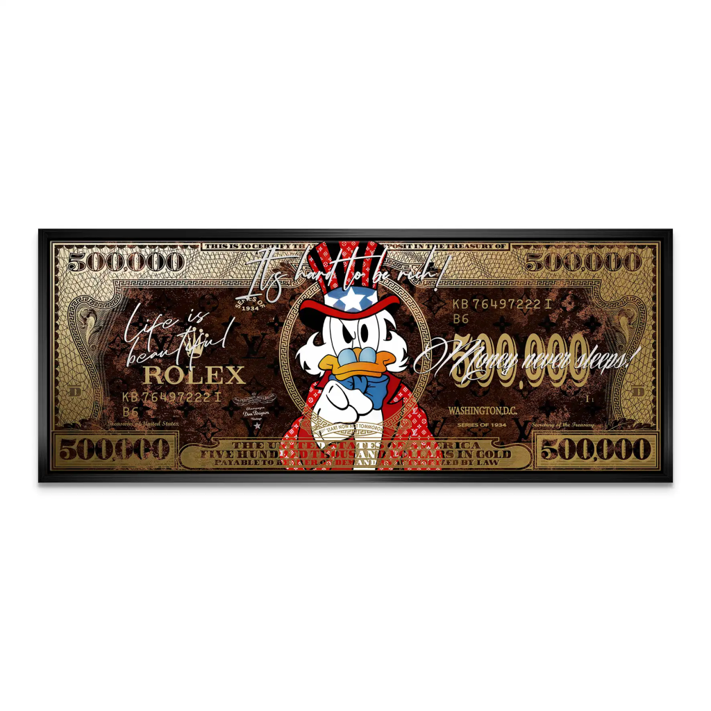 Dagobert Money Never Gold Dollar Leinwand Bild INGALERIE