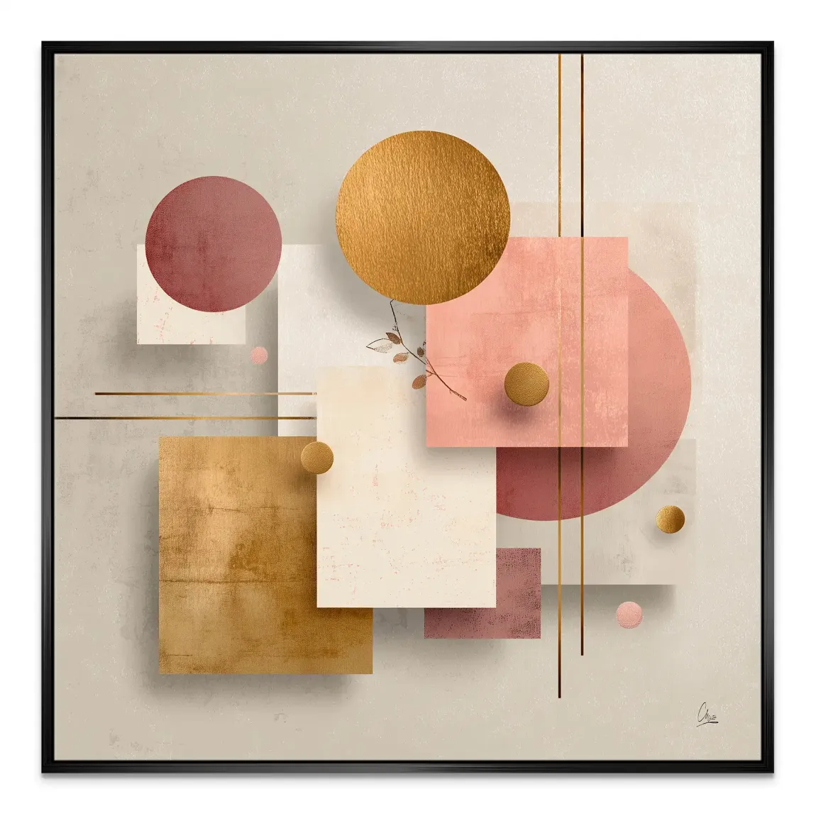 Golden Geometry Leinwand Bild