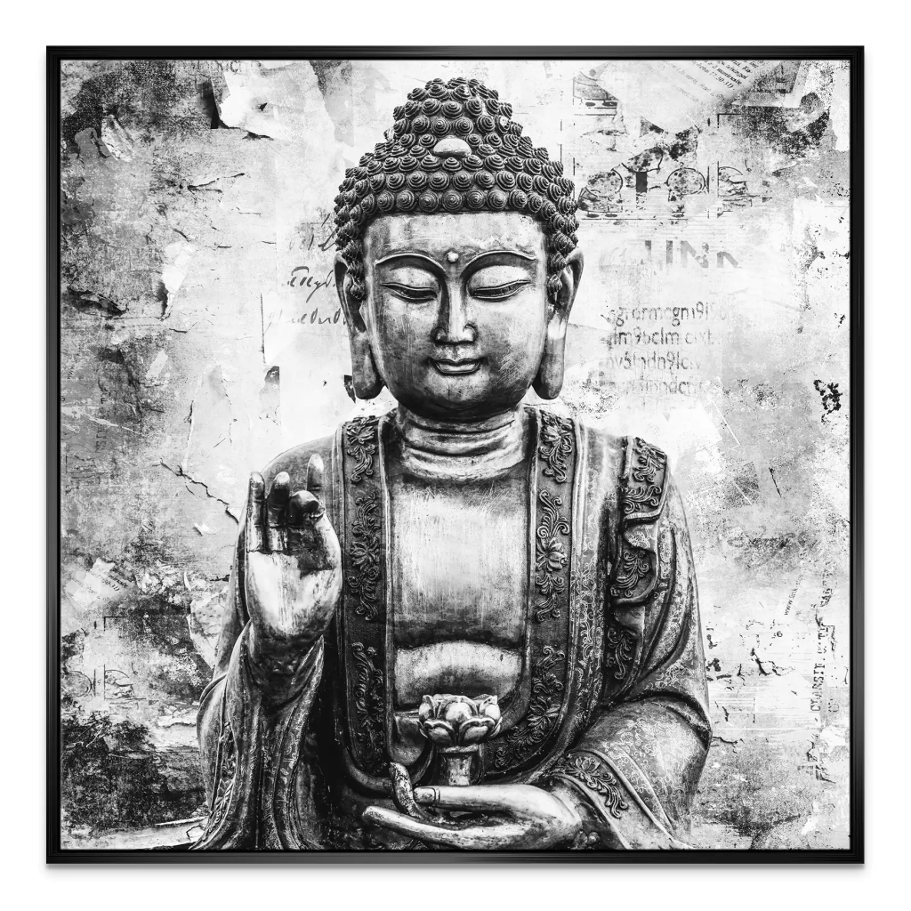 Buddha Abstrakt Black & White Leinwand Bild INGALERIE