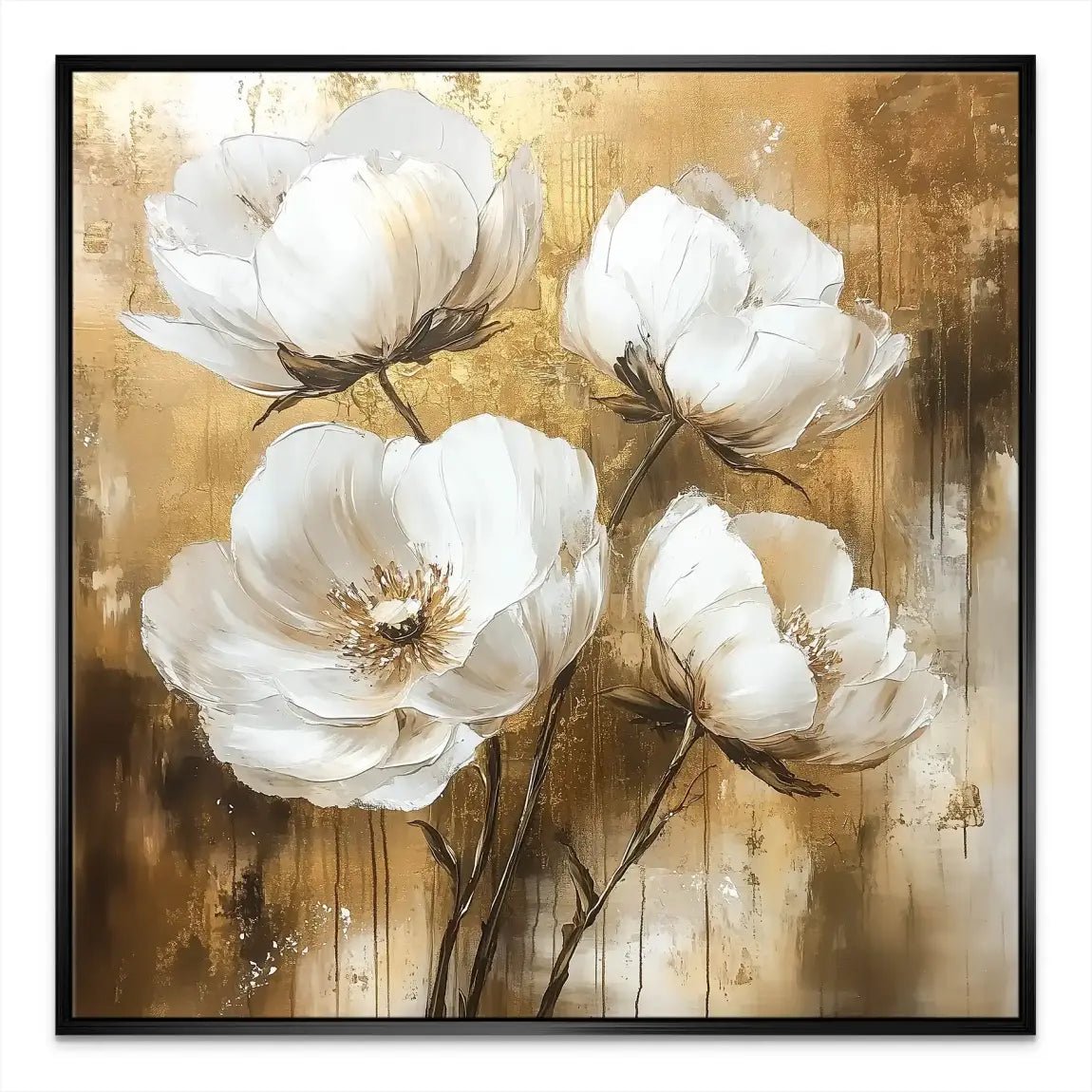 Flower Gold Style Leinwand Bild INGALERIE