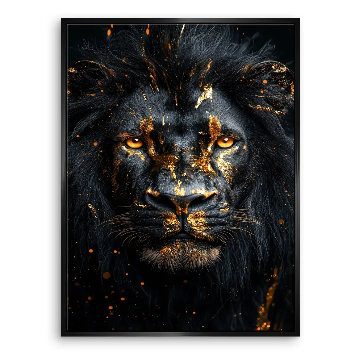 Black Lion in Gold Leinwand Bild INGALERIE