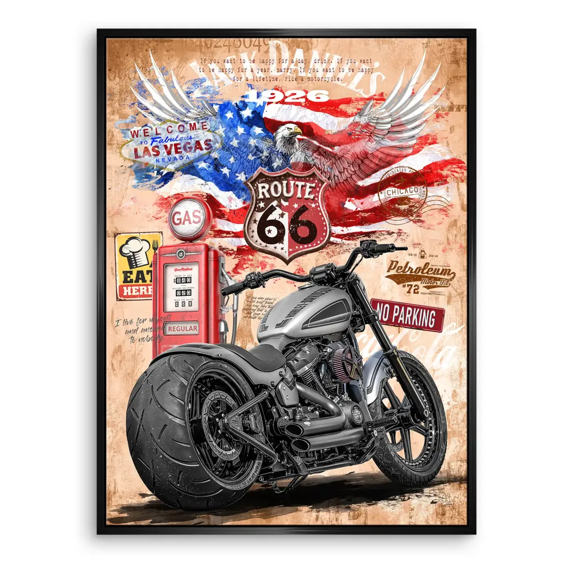 Harley Route 66 Leinwand Bild