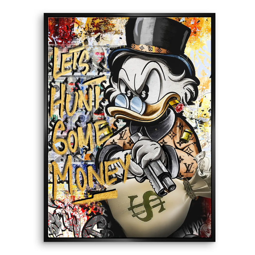Dagobert Duck Let's Hunt Pop Art Leinwand Bild INGALERIE
