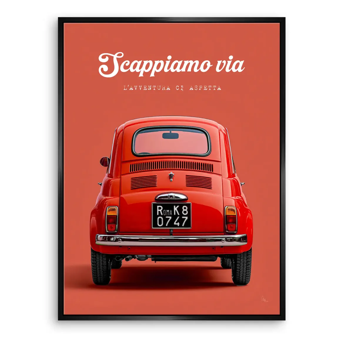 Fiat 500 Rosso Leinwand Bild