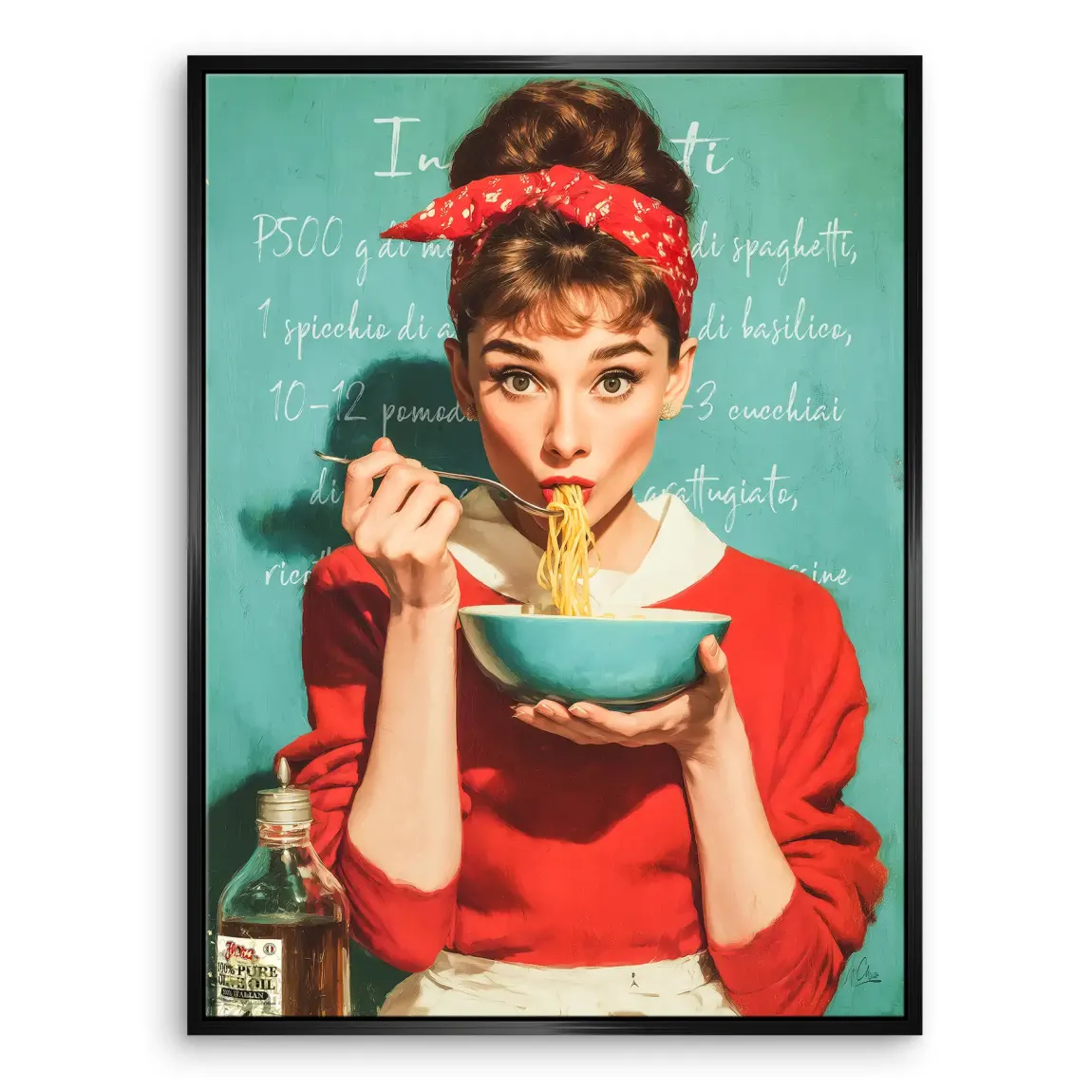 Audrey Hepburn Pasta Moments Leinwand Bild