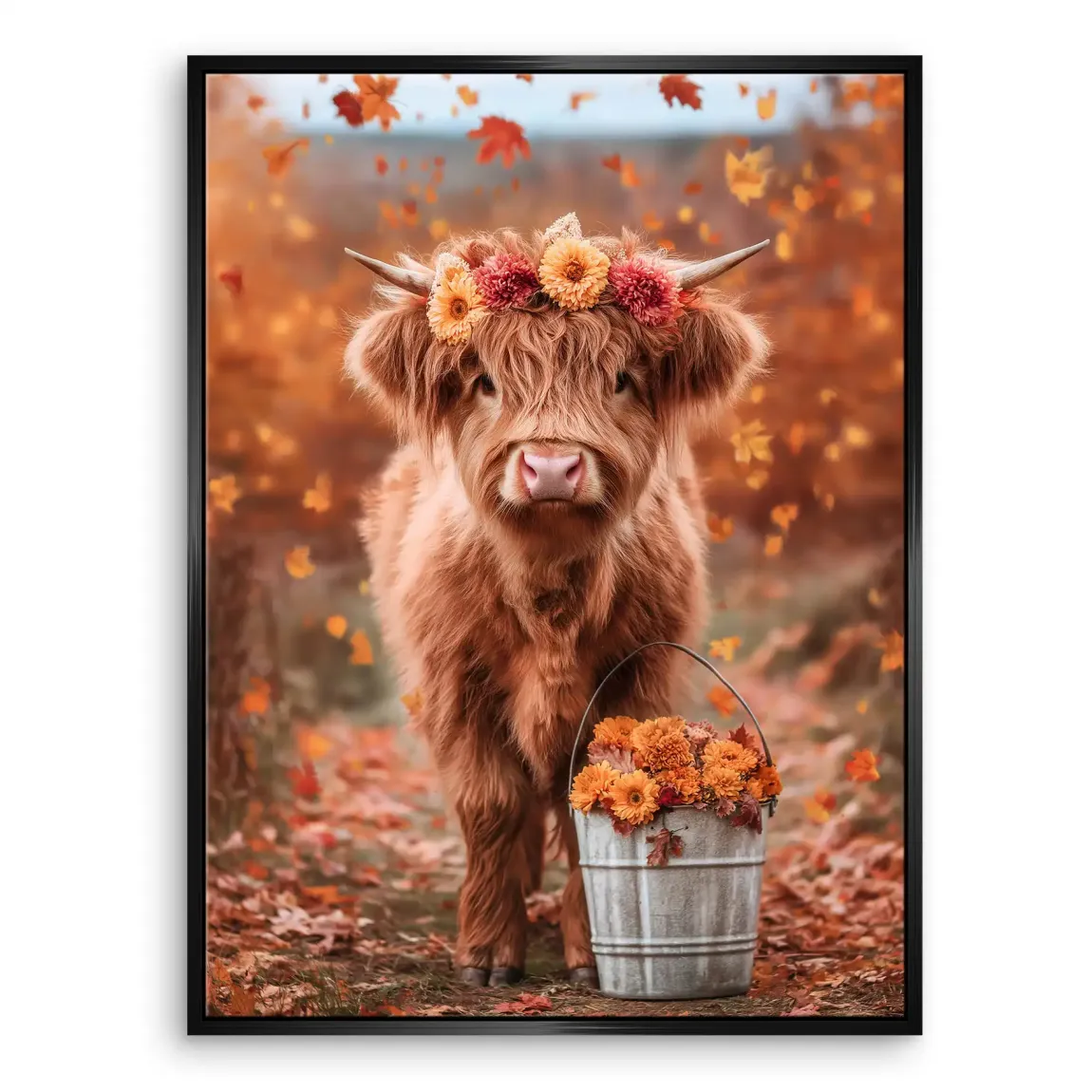 Herbstliebe Highland Leinwand Bild