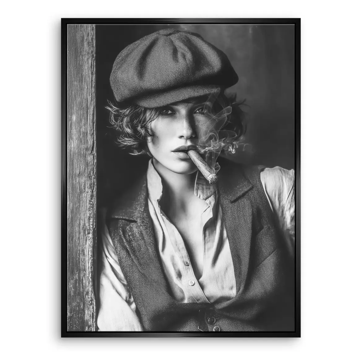 Smoke & Secrets Beauty in schwarz weiss Leinwand Bild INGALERIE