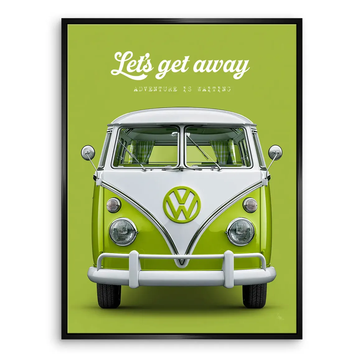 Green VW Bulli Leinwand Bild