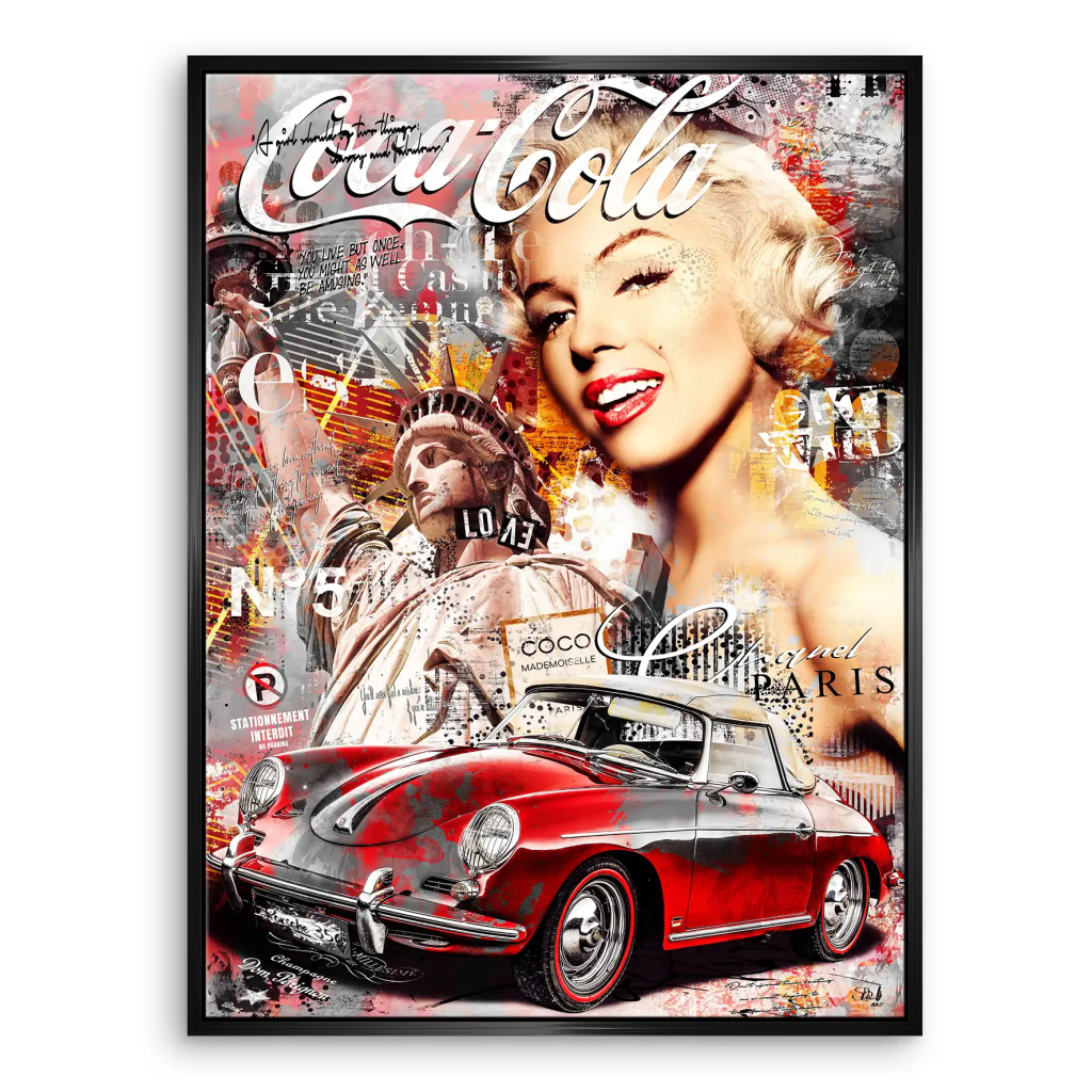 Marilyn Monroe Porsche Pop Art Leinwand Bild INGALERIE