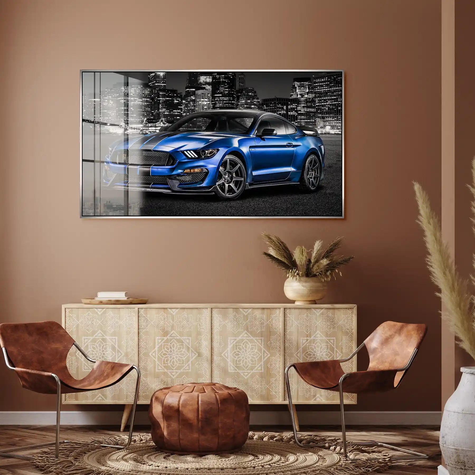 Ford Mustang Blue City Acrylglas Bild INGALERIE