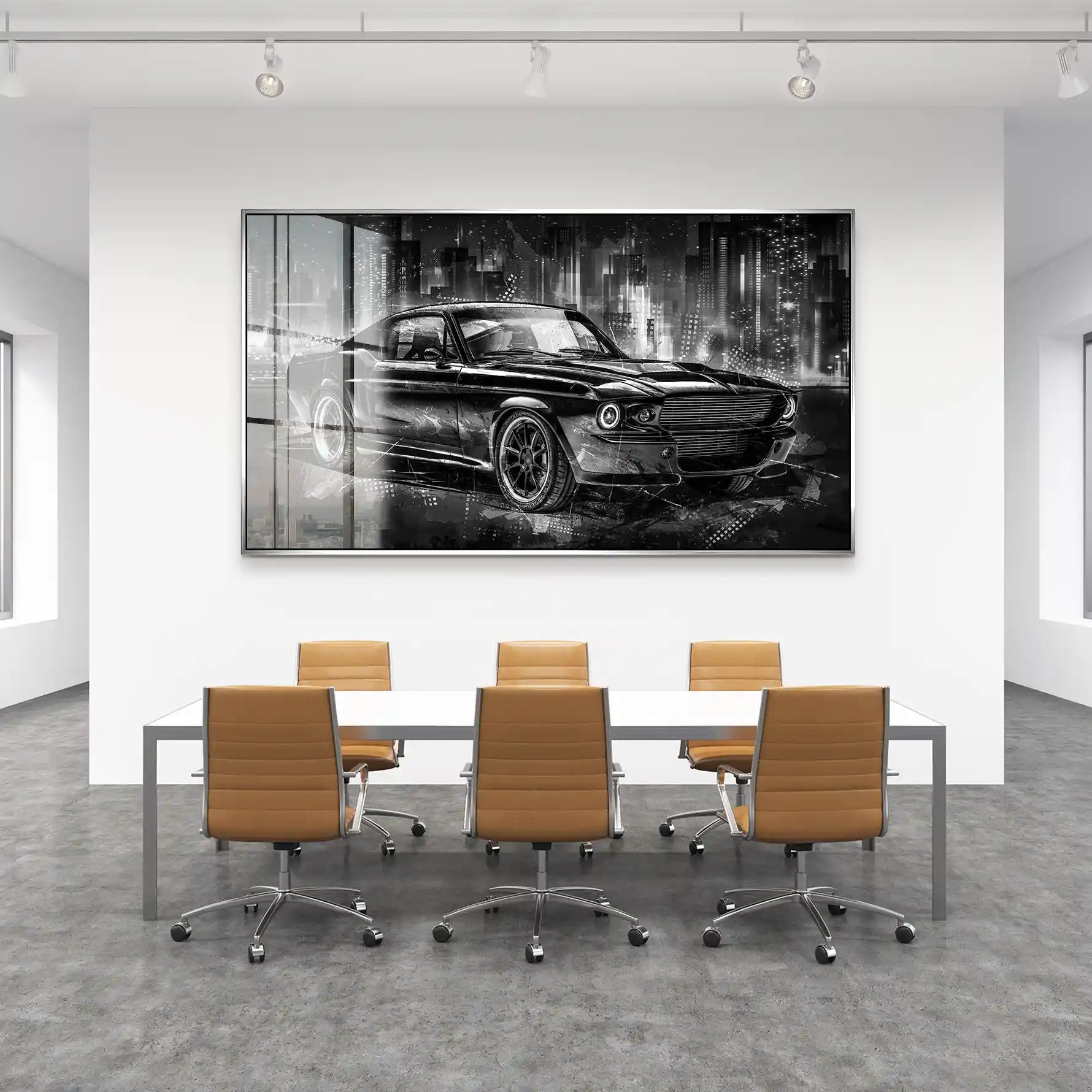 Ford Mustang Retro City Acrylglas Bild INGALERIE