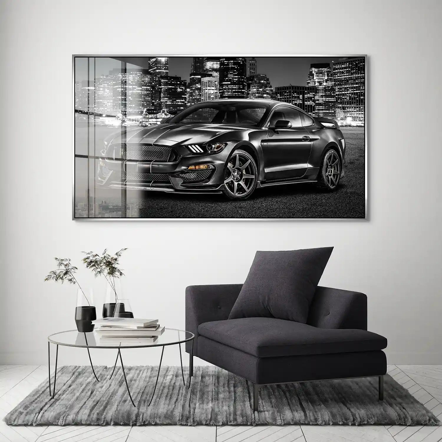 Ford Mustang Black City Acrylglas Bild INGALERIE