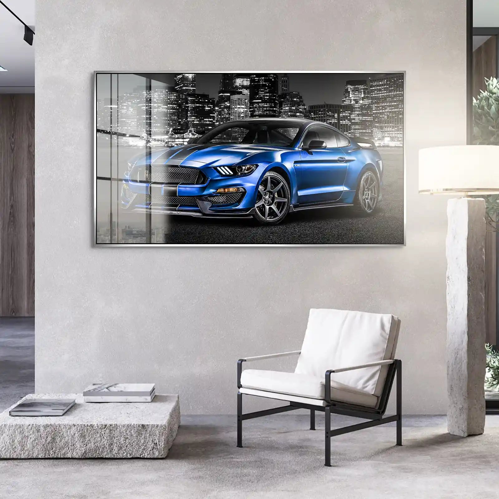 Ford Mustang Blue City Acrylglas Bild INGALERIE