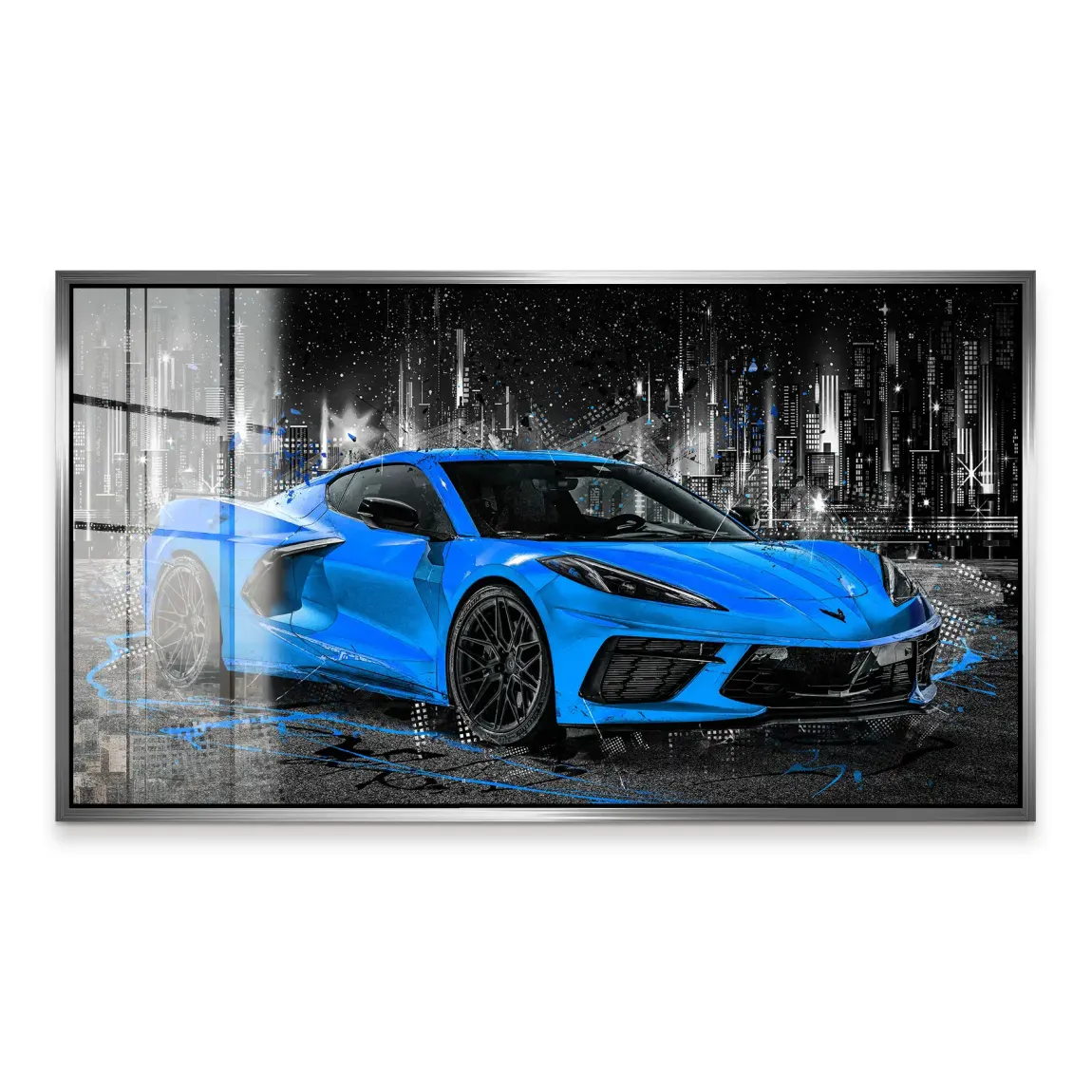 Corvette C8 Abstrak Blue Style Acrylglas Bild INGALERIE