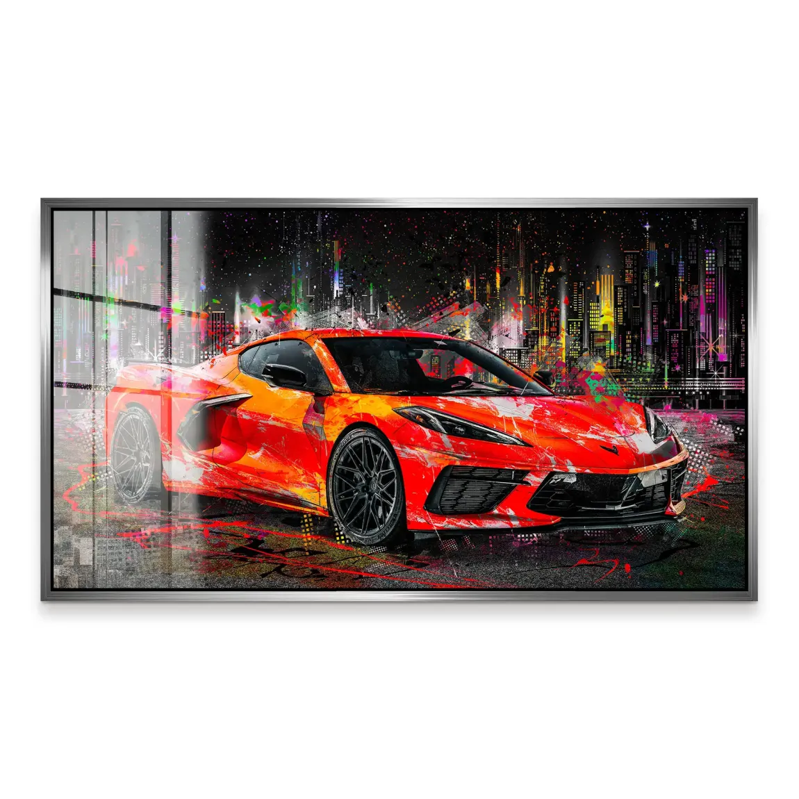 Corvette C8 Abstrak Red Style Acrylglas Bild INGALERIE
