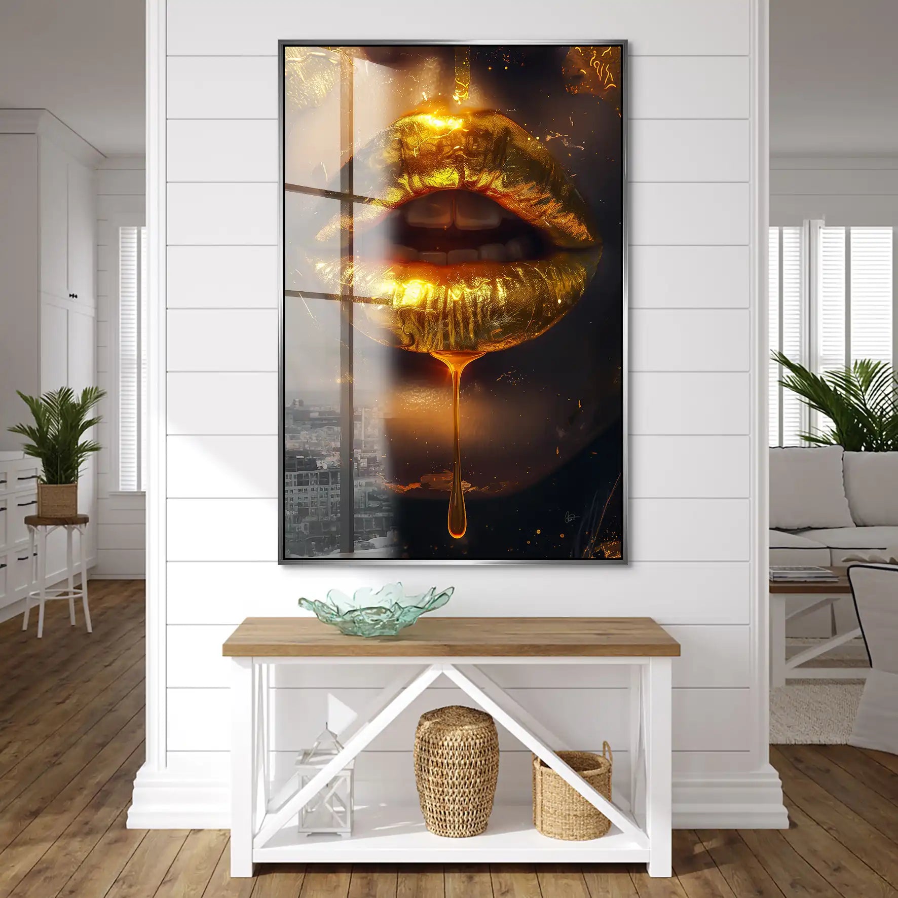 Sweet Gold Lips Acrylglas Bild INGALERIE