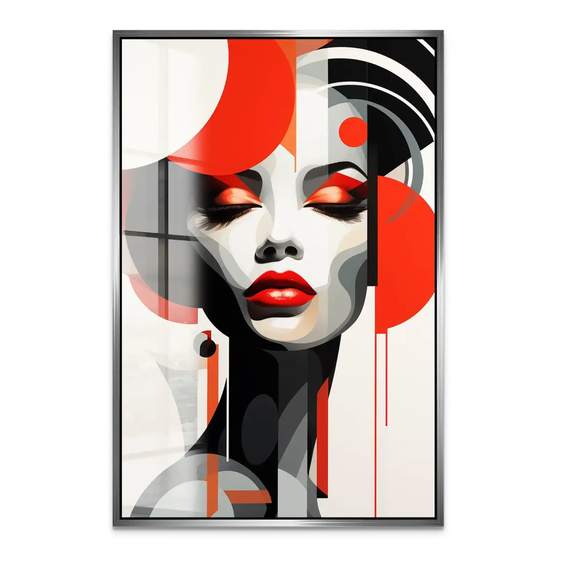 Rote Eleganz trifft urbane Stille Acrylglas Bild INGALERIE