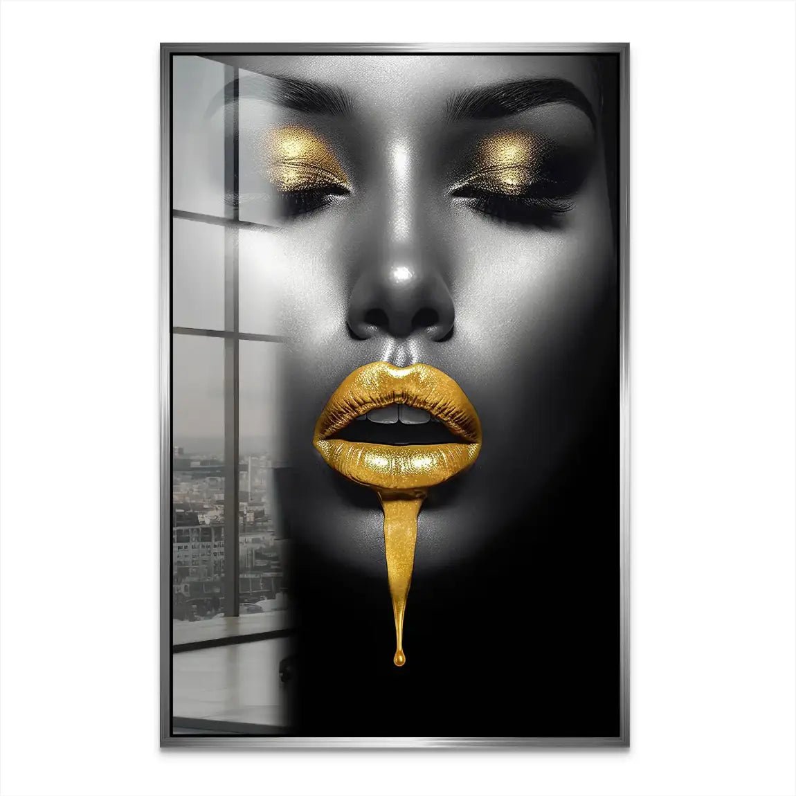 Gold Lips Beauty Acrylglas Bild INGALERIE