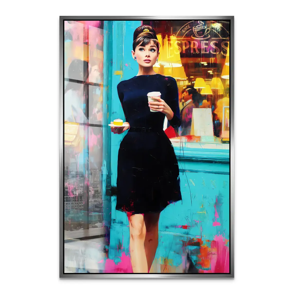 Audrey Hepburn Frühstück mit Stil Acrylglas Bild INGALERIE
