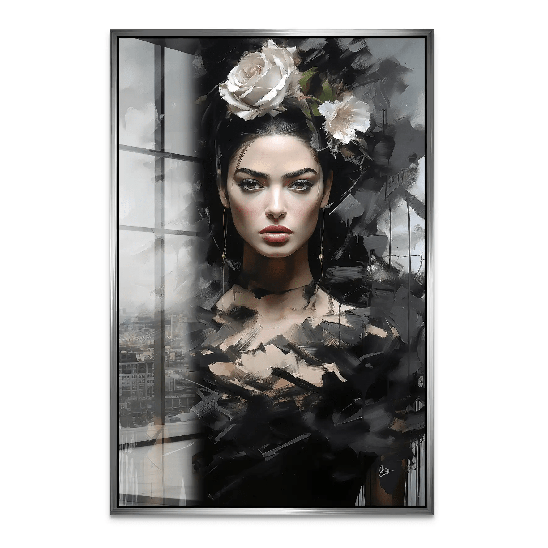 Frida Kahlo Black Art Acrylglas Bild INGALERIE