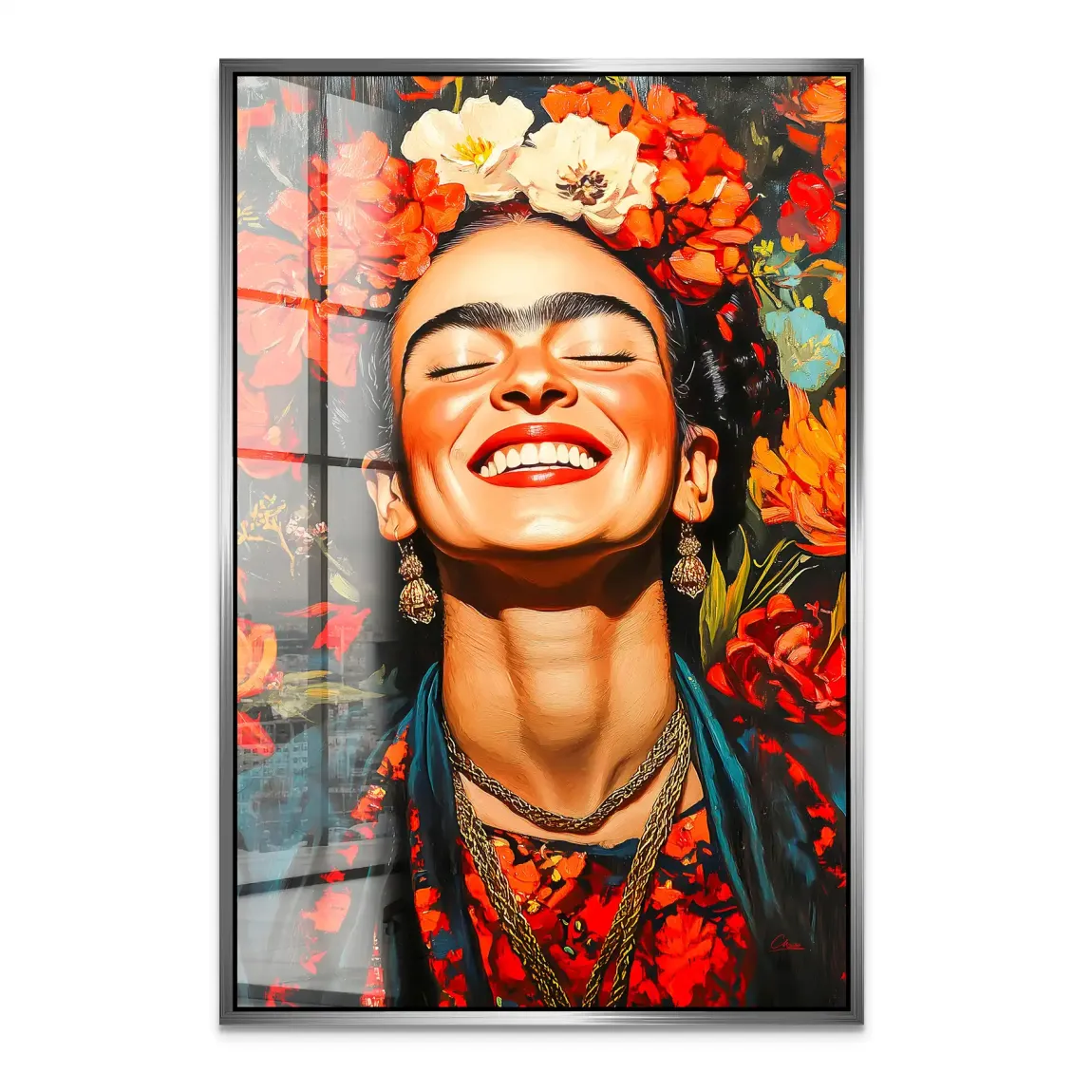 Frida Kahlo Fiery Bloom Acrylglas Bild INGALERIE