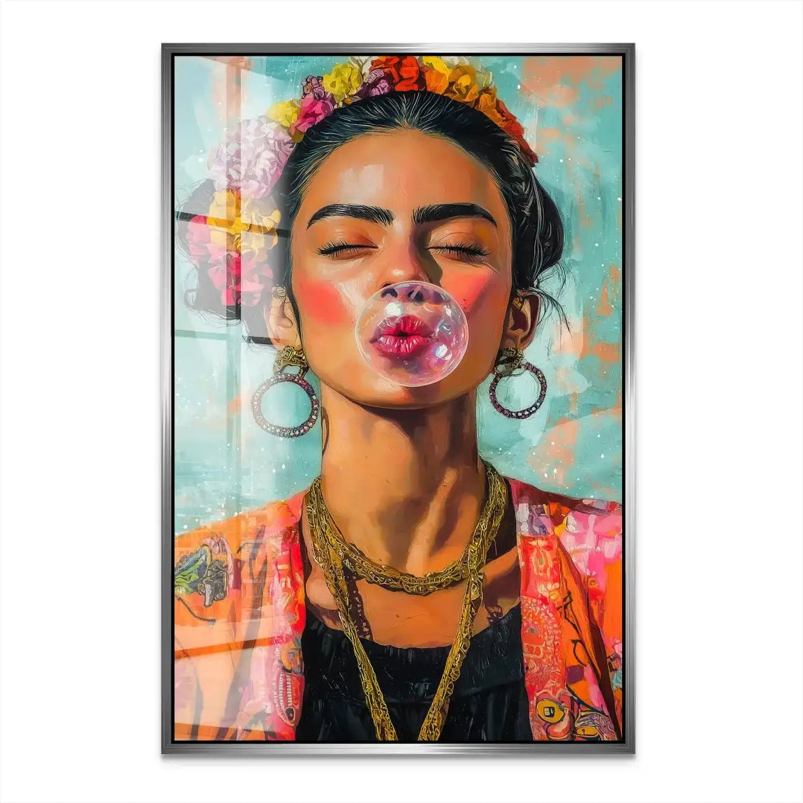 Frida Bubble Gum Acrylglas Bild INGALERIE