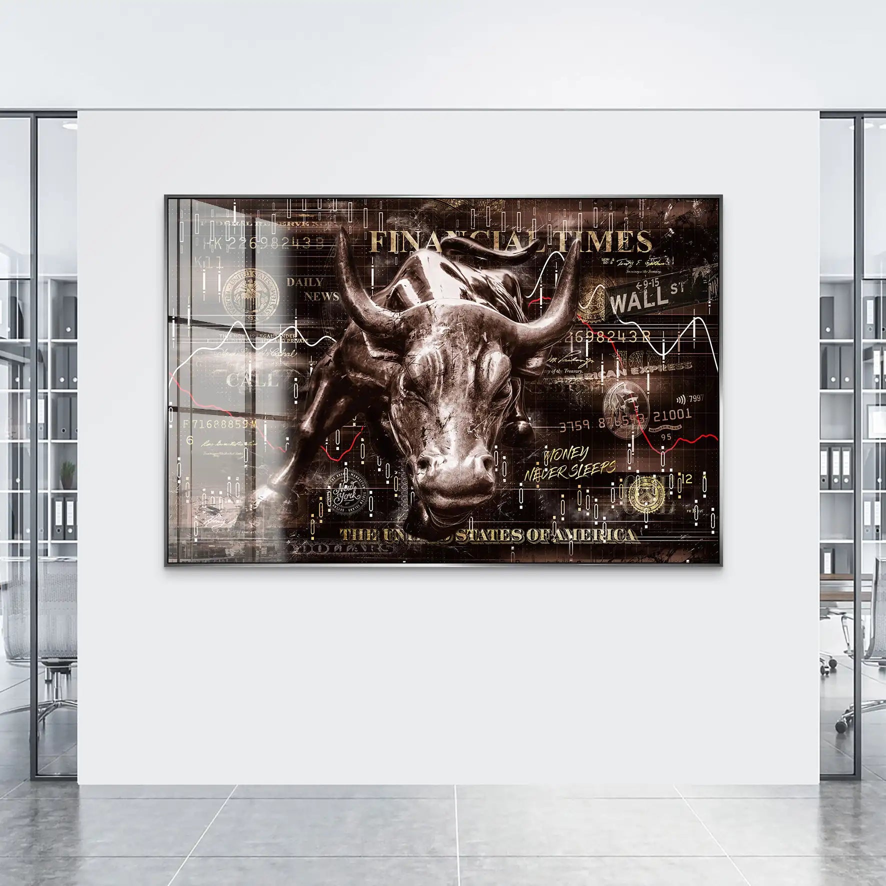 Wallstreet Bulle Retro Pop Art Acrylglas Bild INGALERIE