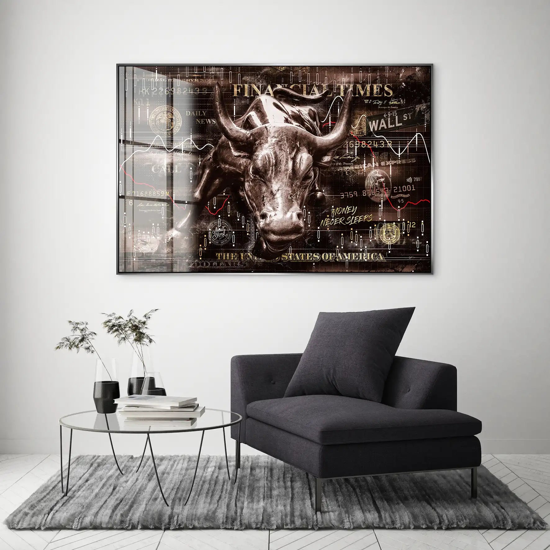 Wallstreet Bulle Retro Pop Art Acrylglas Bild INGALERIE