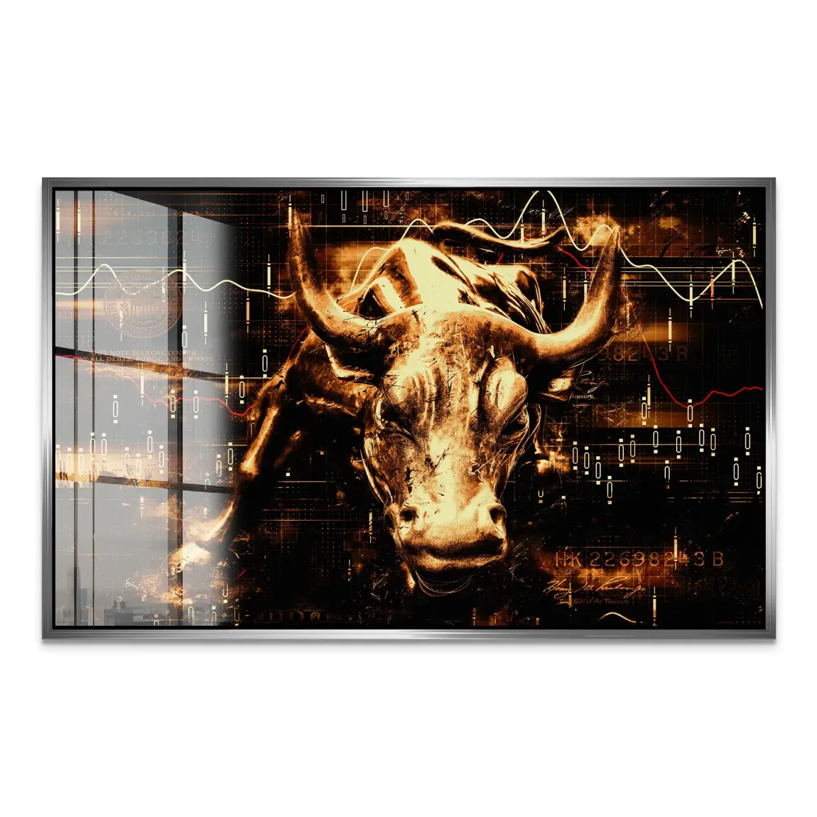 Börsenbulle Retro Art Acrylglasbild
