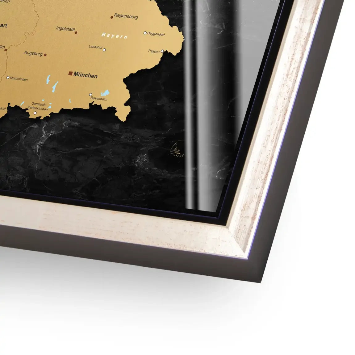 Deutschland Karte Gold Retro Acrylglasbild