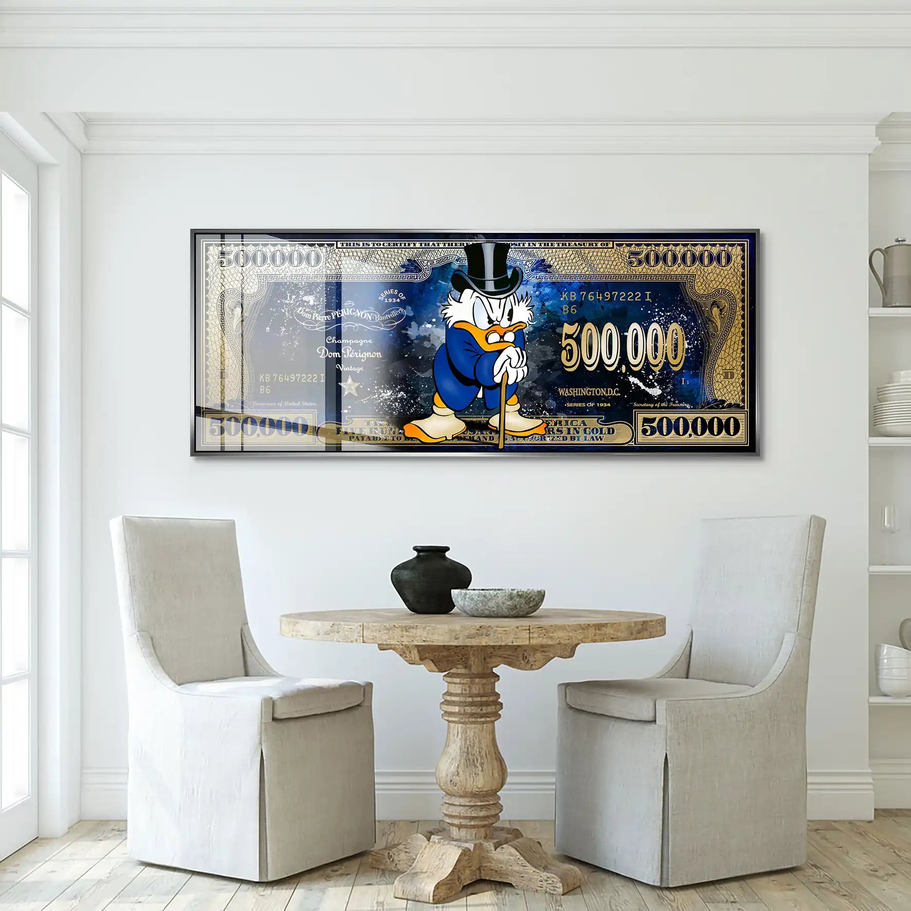 Dagobert Blue Scrooge Dollar Acrylglas Bild INGALERIE