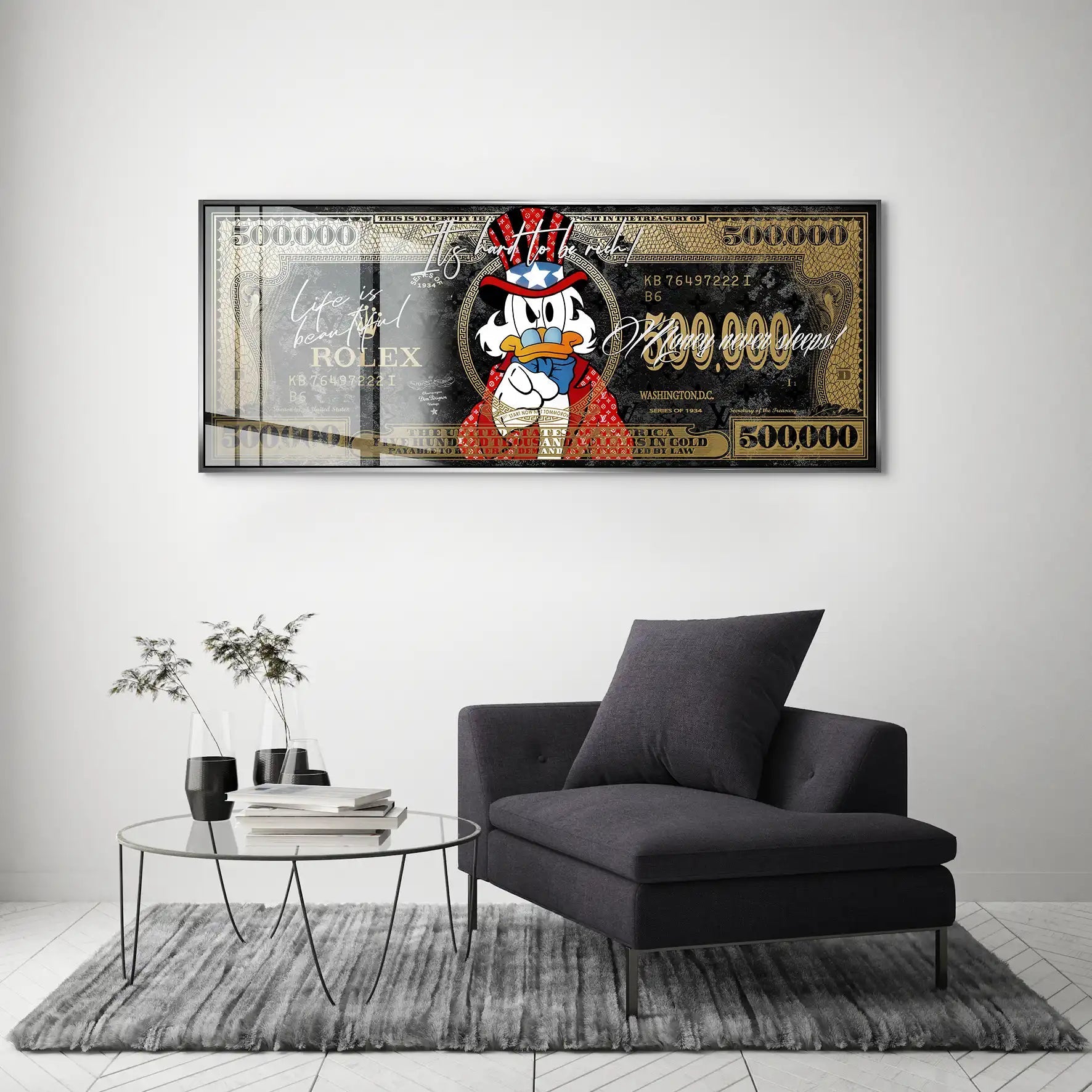 Dagobert Dollar Vintage Acrylglas Bild INGALERIE